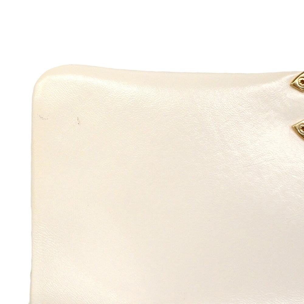 Chanel Matelassé Chain Shoulder Handbag, Lambskin, White/Champagne, 2-way Bag... - Picture 9 of 11